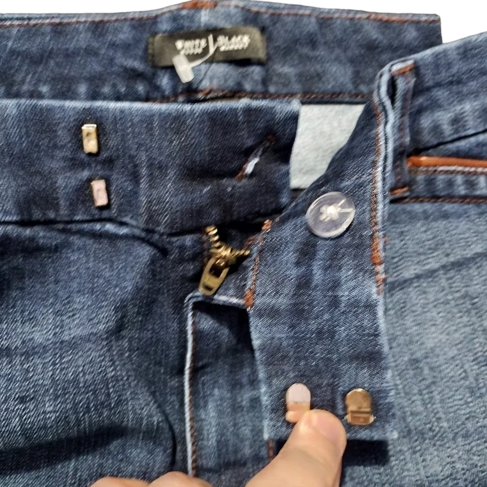 WHBM The Saint Honore Collection‎ Leather Trim Skinny Crop Girlfriend Jean Sz 14